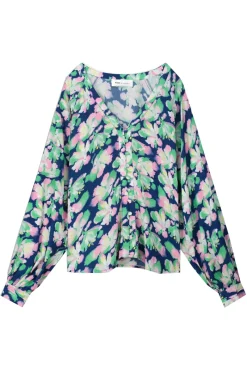 POM Amsterdam Outlet^Dames blouse lange mouw blauw