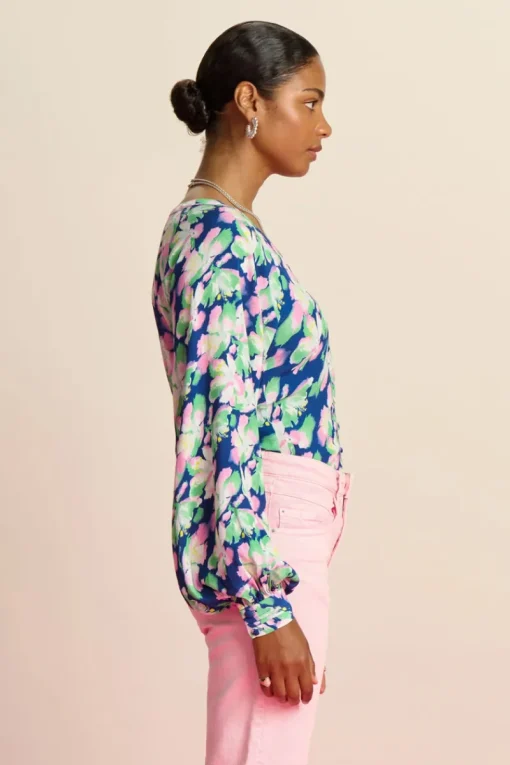 POM Amsterdam Outlet^Dames blouse lange mouw blauw