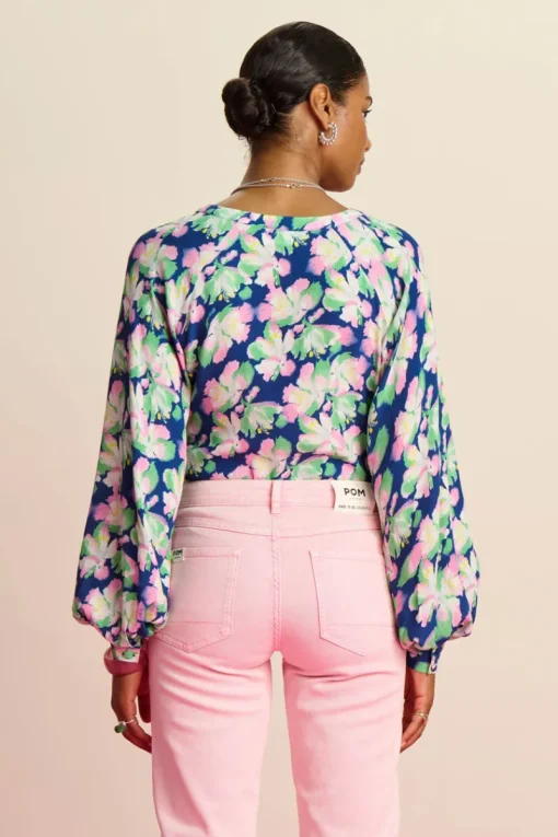 POM Amsterdam Outlet^Dames blouse lange mouw blauw
