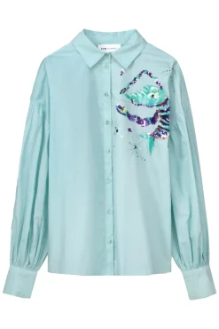 POM Amsterdam Outlet^Dames blouse lange mouw blauw