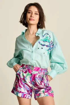 POM Amsterdam Outlet^Dames blouse lange mouw blauw