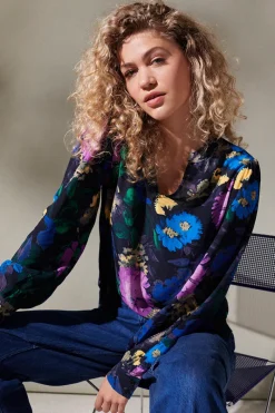 Vila Outlet^Dames blouse lange mouw blauw