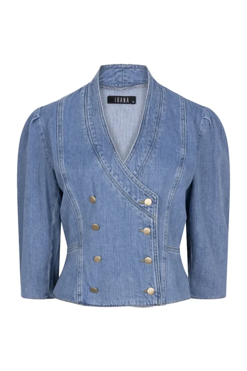 Ibana Designer|Blouses^Dames blouse lange mouw blauw