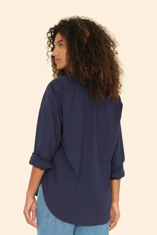 Xirena Designer|Blouses^Dames blouse lange mouw blauw
