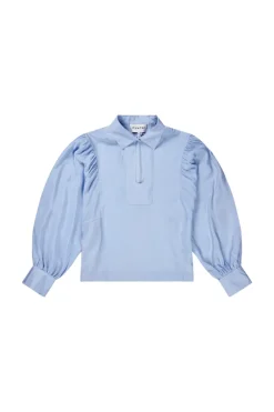 Munthe Designer|Blouses^Dames blouse lange mouw blauw