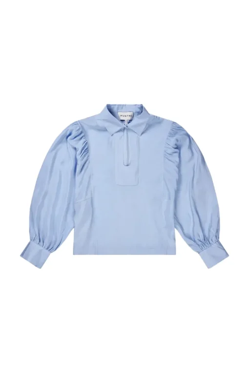 Munthe Designer|Blouses^Dames blouse lange mouw blauw