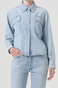 Agolde Designer|Blouses^Dames blouse lange mouw blauw
