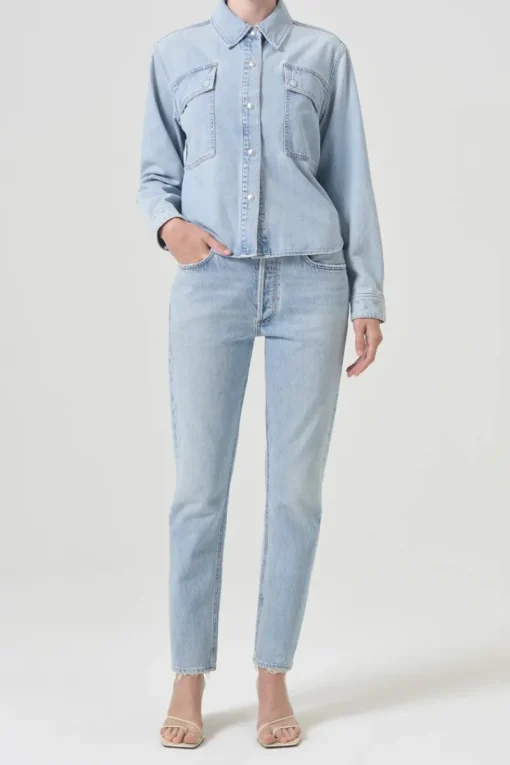 Agolde Designer|Blouses^Dames blouse lange mouw blauw