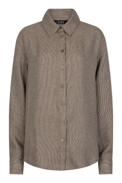 Ibana Designer|Blouses^Dames blouse lange mouw bruin