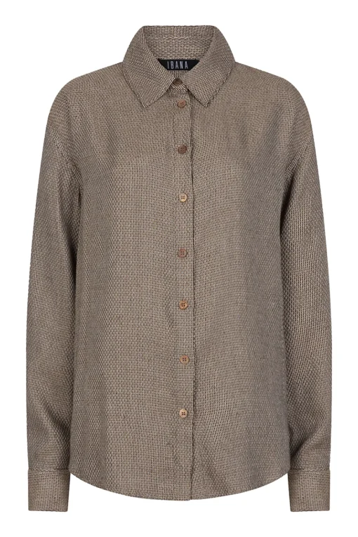 Ibana Designer|Blouses^Dames blouse lange mouw bruin