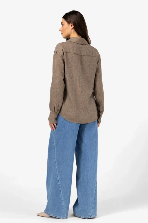 Ibana Designer|Blouses^Dames blouse lange mouw bruin