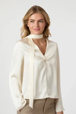 Neo Noir Jeans & Casuals|Blouses^Dames blouse lange mouw ecru