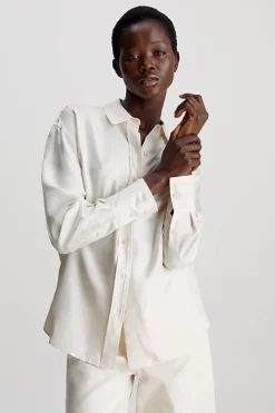 Calvin Klein Outlet^Dames blouse lange mouw ecru
