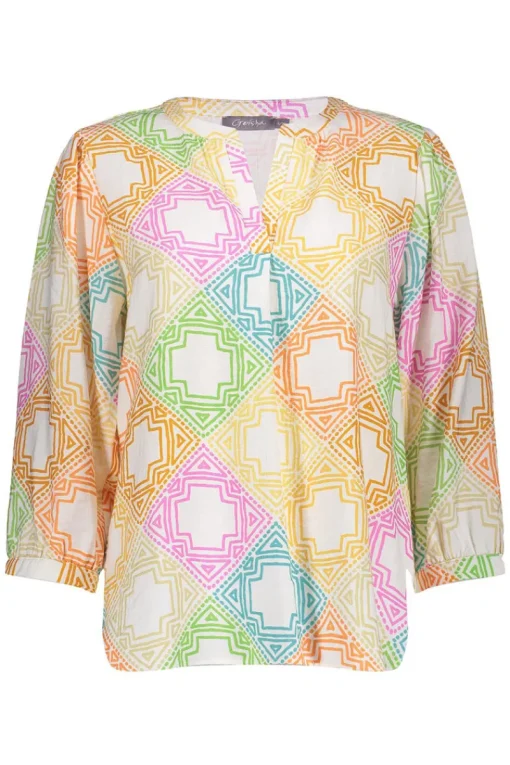 Geisha Jeans & Casuals|Blouses^Dames blouse lange mouw groen