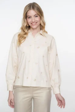 Geisha Jeans & Casuals|Blouses^Dames blouse lange mouw grijs