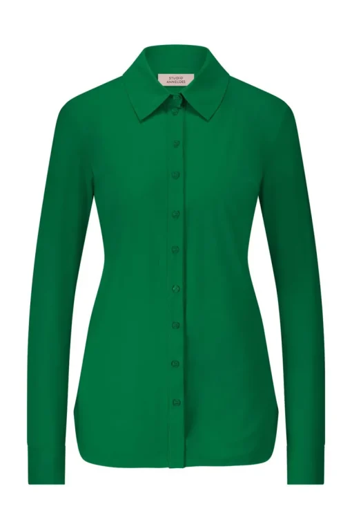 Studio Anneloes Jeans & Casuals|Blouses^Dames blouse lange mouw groen