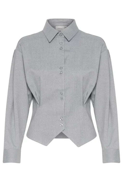 Gestuz Jeans & Casuals|Blouses^Dames blouse lange mouw grijs