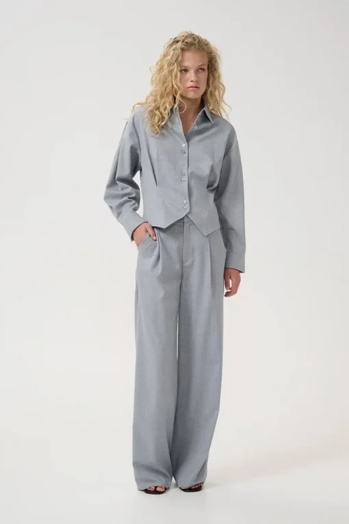 Gestuz Jeans & Casuals|Blouses^Dames blouse lange mouw grijs