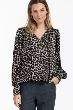 Studio Anneloes Jeans & Casuals|Blouses^Dames blouse lange mouw grijs