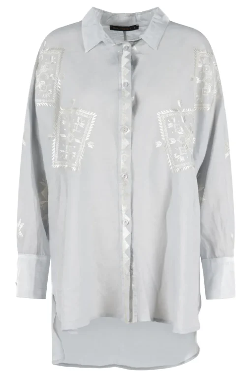 Greek Archaic Kori Jeans & Casuals|Blouses^Dames blouse lange mouw grijs