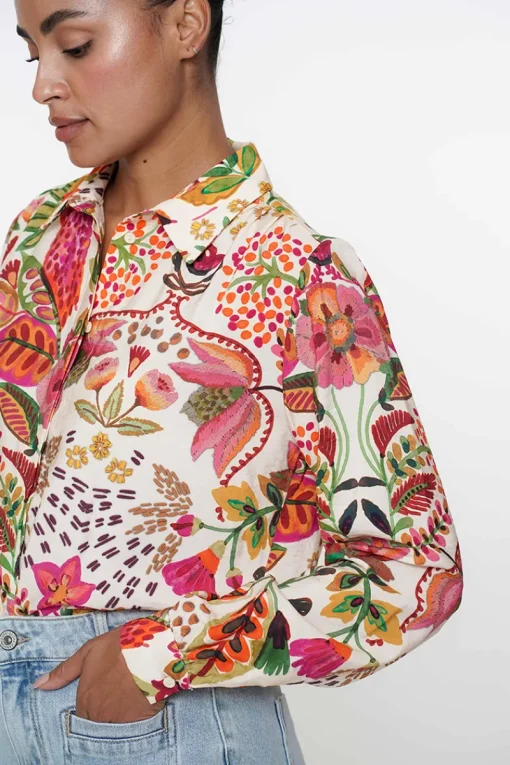 Geisha Jeans & Casuals|Blouses^Dames blouse lange mouw oranje