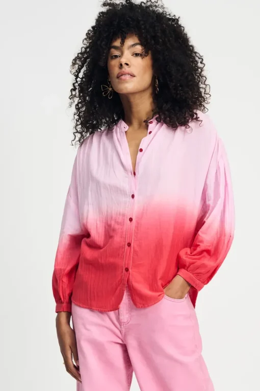 POM Amsterdam Jeans & Casuals|Blouses^Dames blouse lange mouw rood