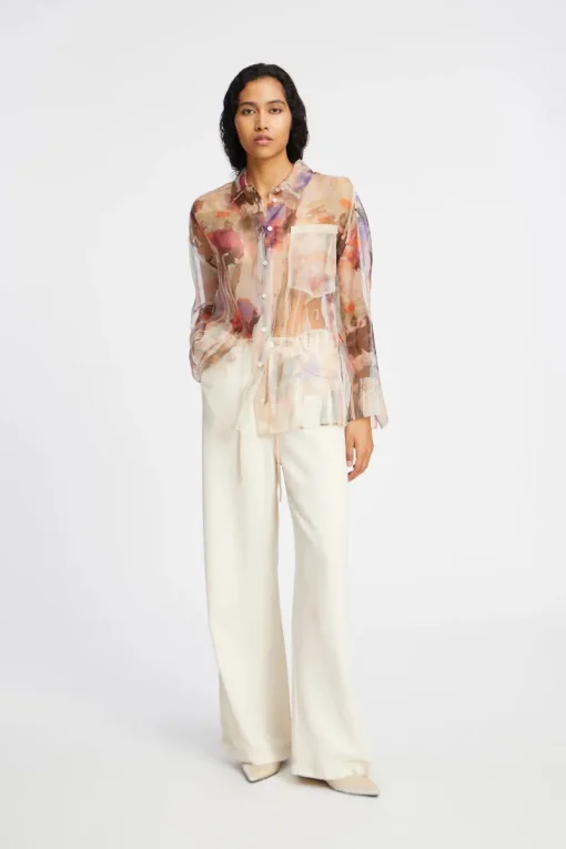 Munthe Designer|Blouses^Dames blouse lange mouw rose
