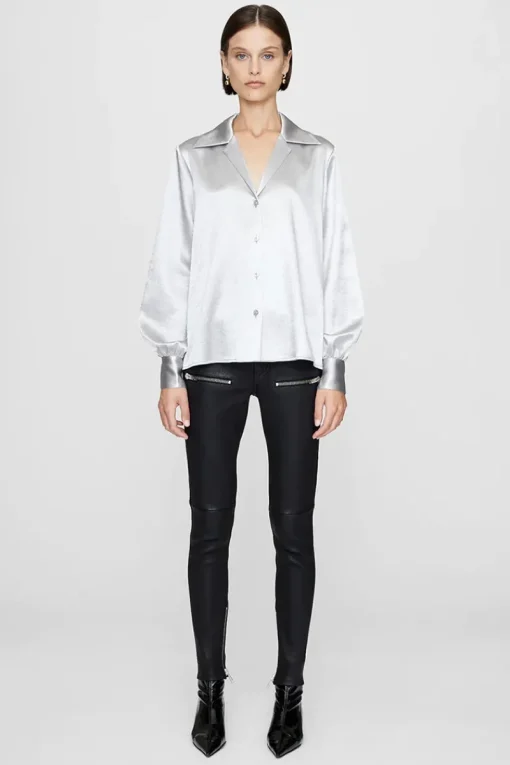 Anine Bing Outlet^Dames blouse lange mouw zilver