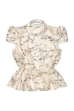 Munthe Designer|Blouses^Dames blouse mouwloos ecru