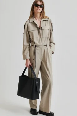 Second Female Jeans & Casuals|Jumpsuits^Dames jumpsuit/tuinbroek bruin
