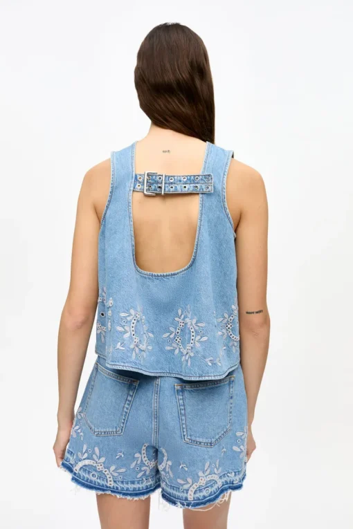 Ganni Designer|Tops & T-shirts^Dames top blauw