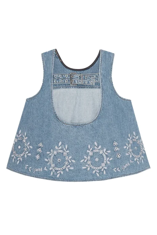Ganni Designer|Tops & T-shirts^Dames top blauw