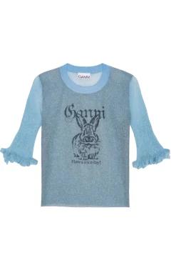 Ganni Designer|Tops & T-shirts^Dames top blauw