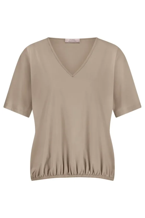 Studio Anneloes Jeans & Casuals|Tops & T-shirts^Dames t-shirt korte mouw bruin