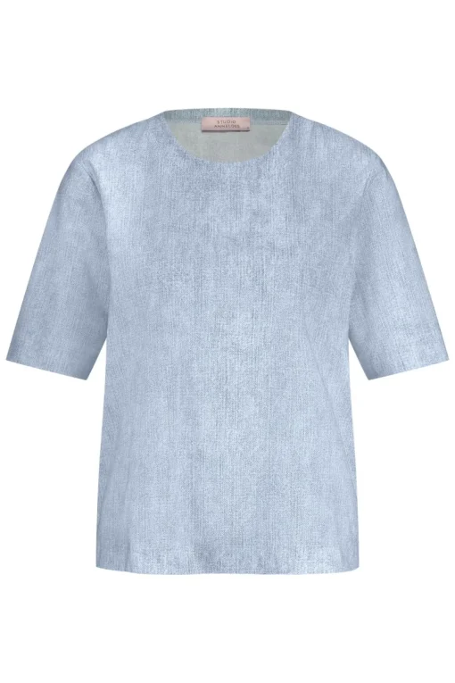 Studio Anneloes Jeans & Casuals|Tops & T-shirts^Dames t-shirt korte mouw blauw