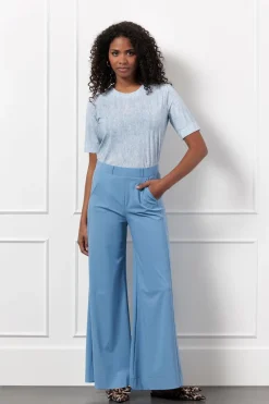 Studio Anneloes Jeans & Casuals|Tops & T-shirts^Dames t-shirt korte mouw blauw
