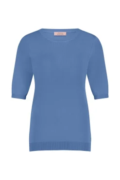 Studio Anneloes Jeans & Casuals|Tops & T-shirts^Dames t-shirt korte mouw blauw