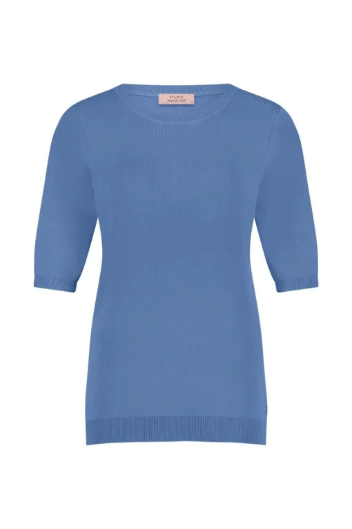 Studio Anneloes Jeans & Casuals|Tops & T-shirts^Dames t-shirt korte mouw blauw