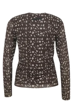 Haute lAmitie Jeans & Casuals|Tops & T-shirts^Dames t-shirt korte mouw bruin