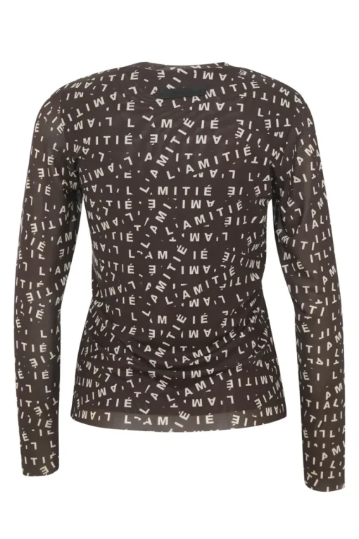 Haute lAmitie Jeans & Casuals|Tops & T-shirts^Dames t-shirt korte mouw bruin