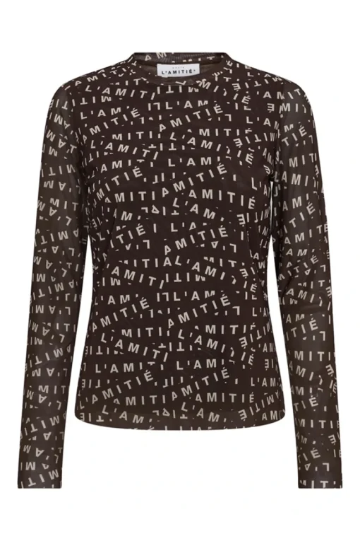 Haute lAmitie Jeans & Casuals|Tops & T-shirts^Dames t-shirt korte mouw bruin