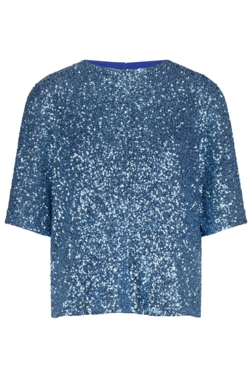 Studio Anneloes Jeans & Casuals|Tops & T-shirts^Dames t-shirt korte mouw blauw