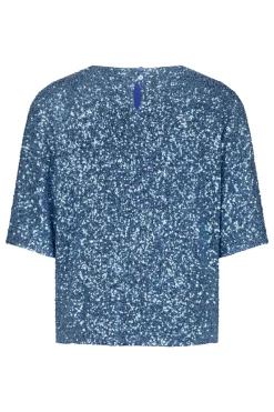 Studio Anneloes Jeans & Casuals|Tops & T-shirts^Dames t-shirt korte mouw blauw