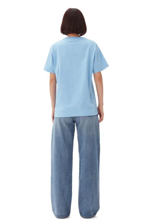 Ganni Designer|Tops & T-shirts^Dames t-shirt korte mouw blauw