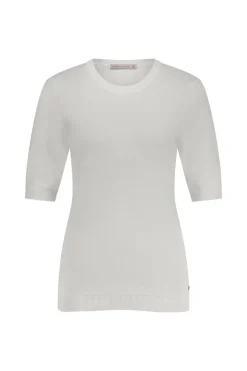 Studio Anneloes Jeans & Casuals|Tops & T-shirts^Dames t-shirt korte mouw ecru