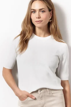 Studio Anneloes Jeans & Casuals|Tops & T-shirts^Dames t-shirt korte mouw ecru