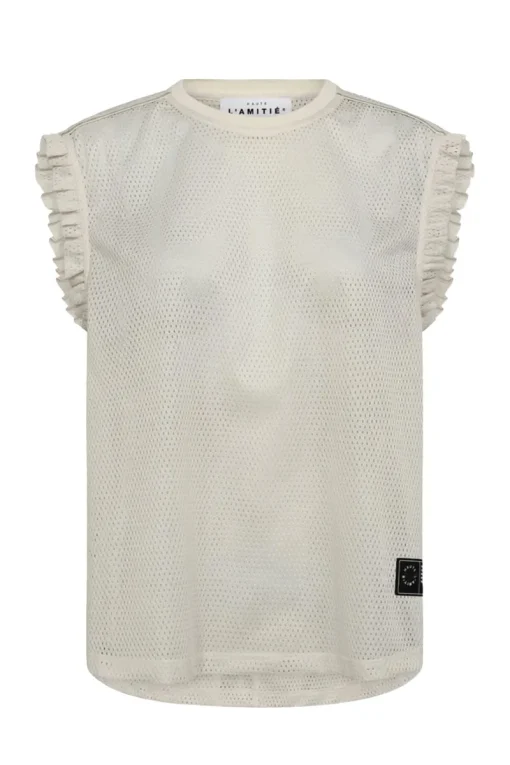 Haute lAmitie Jeans & Casuals|Tops & T-shirts^Dames t-shirt korte mouw ecru