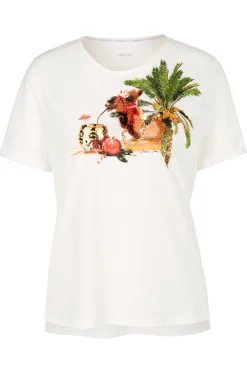 Marc Cain Outlet^Dames t-shirt korte mouw ecru