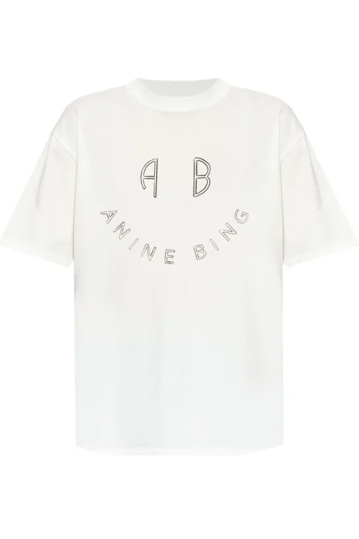 Anine Bing Designer|Tops & T-shirts^Dames t-shirt korte mouw ecru
