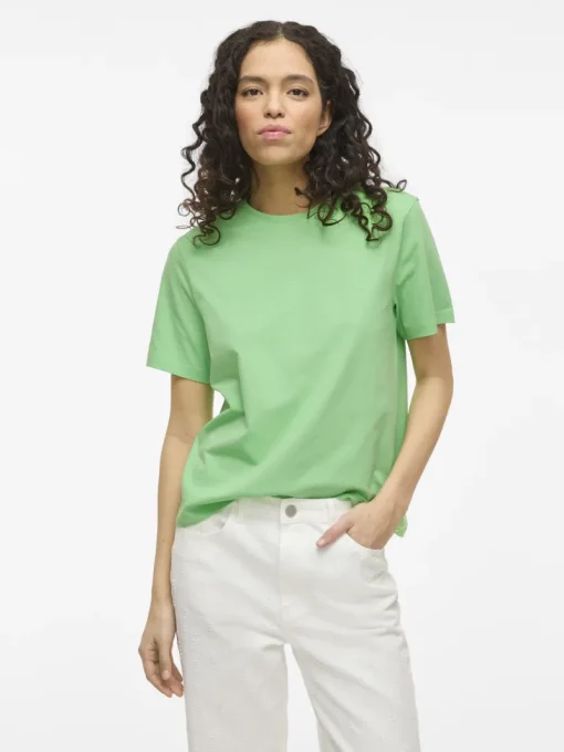Vila Jeans & Casuals|Tops & T-shirts^Dames t-shirt korte mouw groen